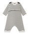 Tutina rigata per bebé maschio beige COQUILLE/blu SMOKING