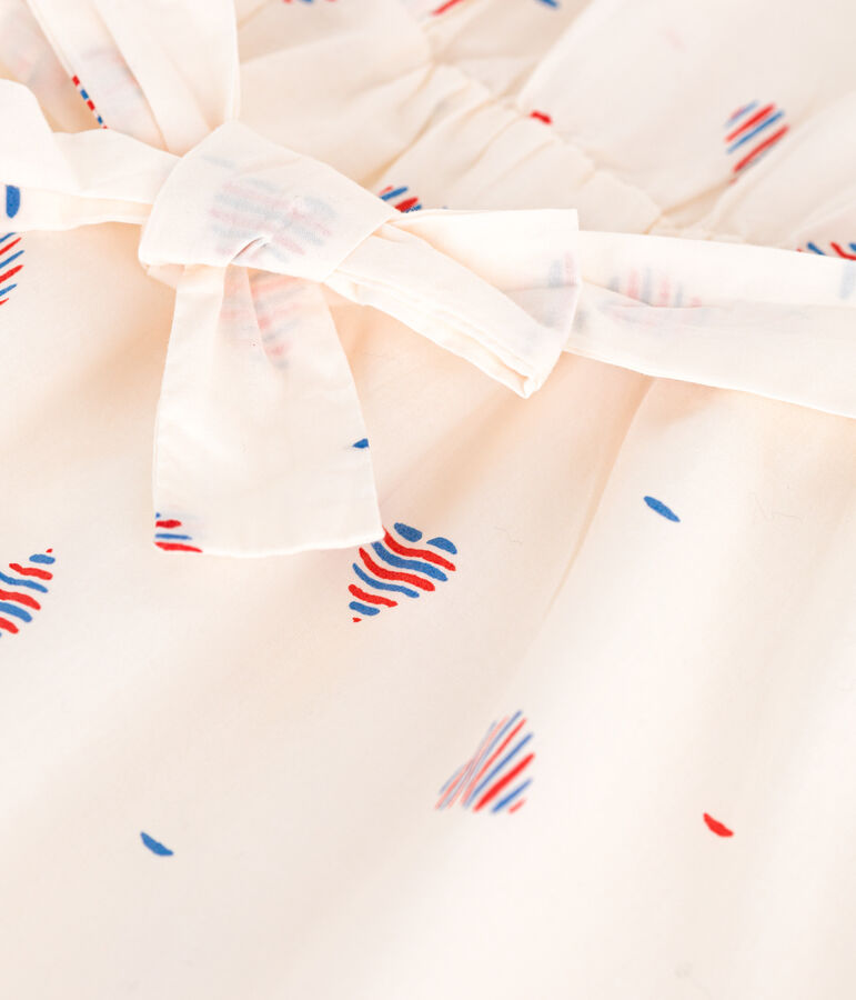 Abito senza maniche in cotone a cuori bambina ecru/multicolore