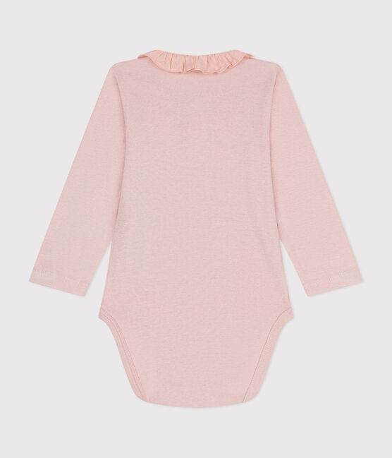 Body in cotone a manica lunga con collaretto rosa SALINE
