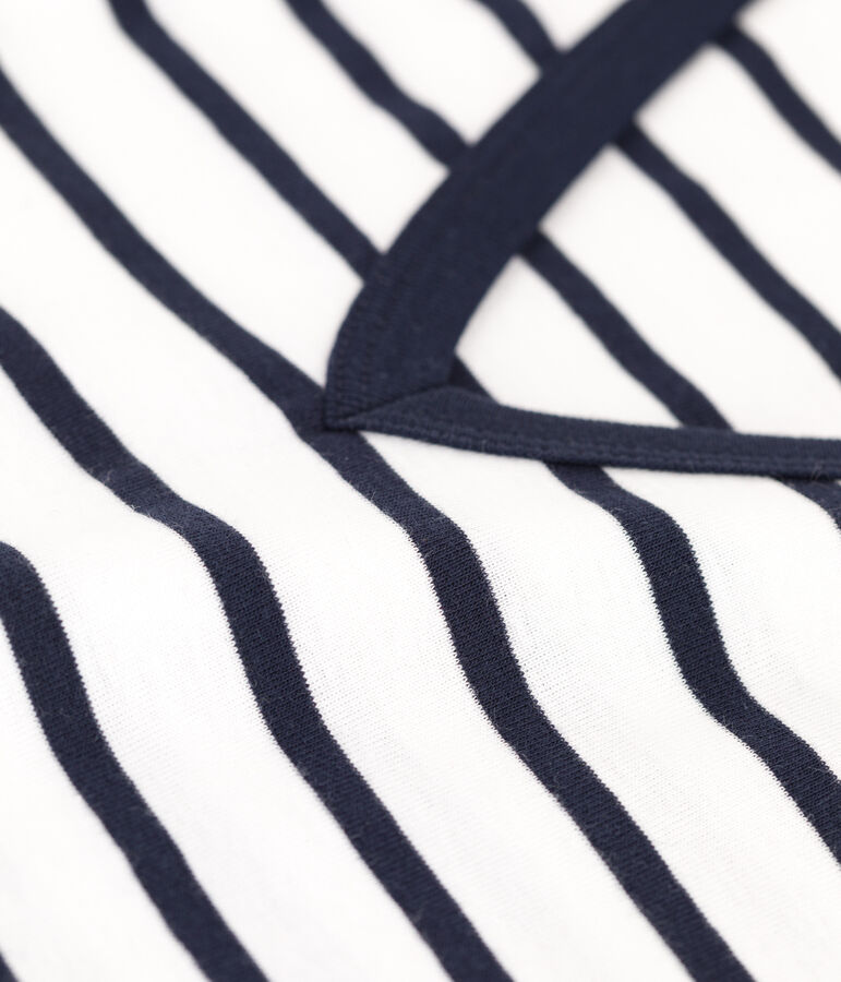 T-shirt L'ICONIQUE scollo a V in cotone Donna bianco/blu