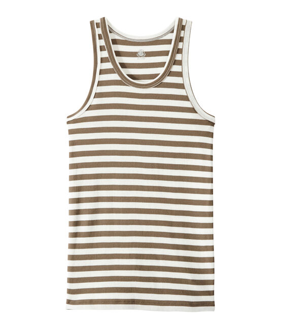 Canotta donna in costina originale 1x1 marrone SHITAKE/bianco MARSHMALLOW