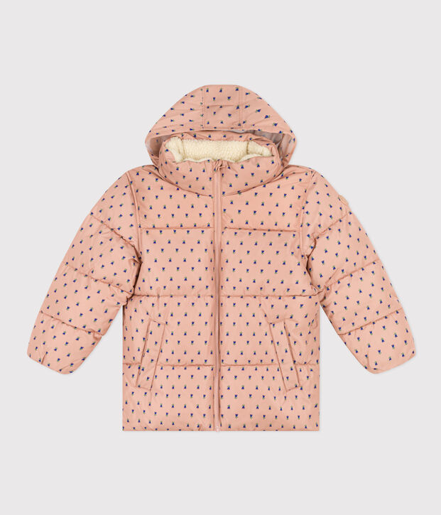Piumino con cappuccio estraibile bambina beige/multicolore