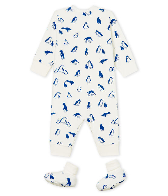 Completo notte bebè in spugna bouclette grattata super calda bianco MARSHMALLOW/blu MAJOR CN