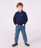 Felpa con colletto a polo in cotone a righe bambino blu/verde/blu