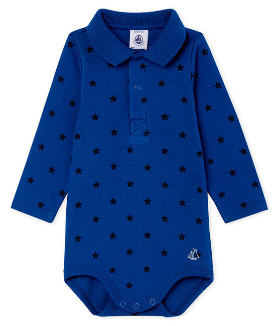 Body manica lunga bebè maschietto con colletto a polo blu LIMOGES/blu SMOKING