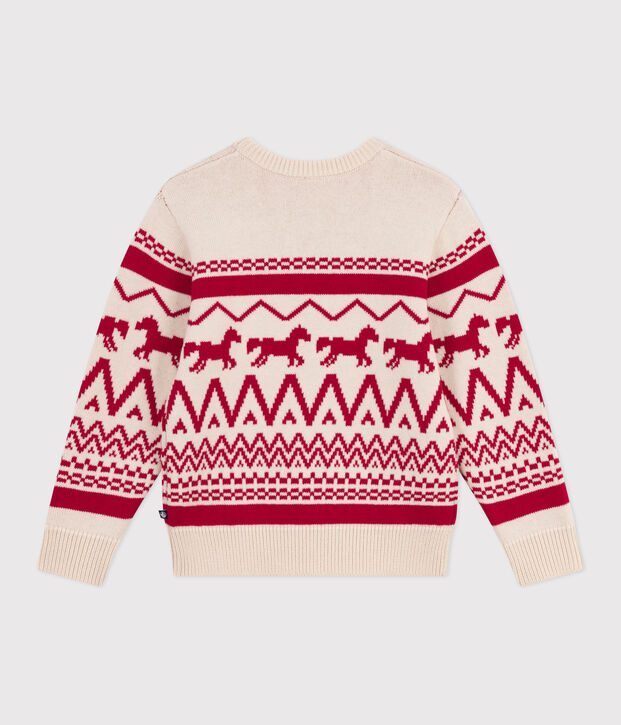 Pullover in lana e cotone fantasia bambino rosso/rosso