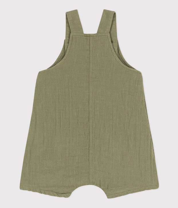 Salopette corta in garza di cotone beb&egrave; verde