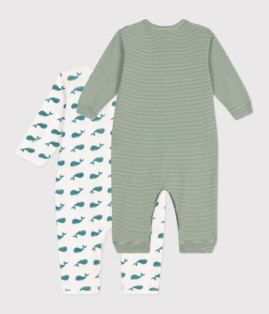 Set 2 pigiami senza piedini in cotone stampato neonato variante 1