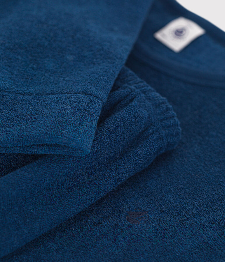 Pigiama in spugna bouclette spazzolata tinta unita junior blu