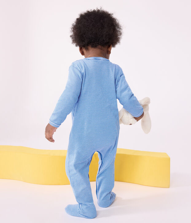 Pigiama in cotone a righe neonato blu/bianco