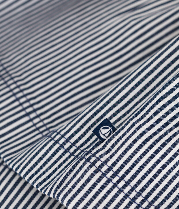 Abito salopette in cotone a righe neonato blu/bianco