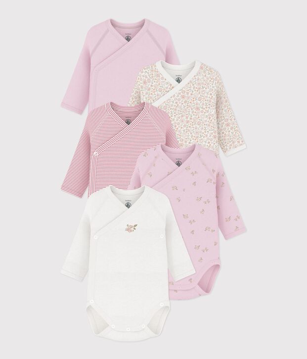 Set di body incrociati a maniche lunghe in cotone fantasia neonata multicolore