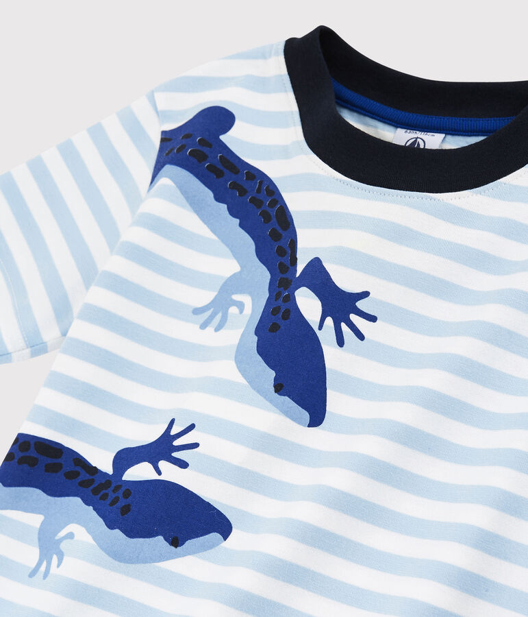 T-shirt maniche corte in jersey bambino blu/bianco