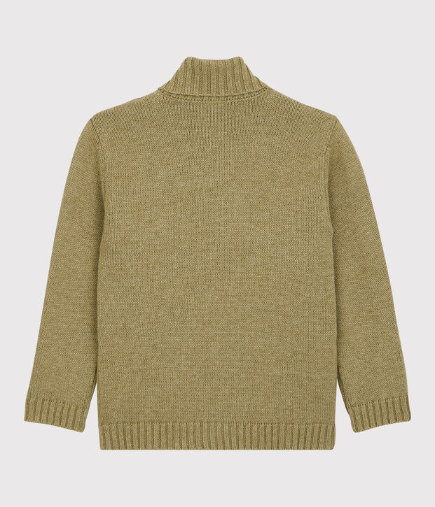 Cardigan bambino in lana e cotone beige/multicolore