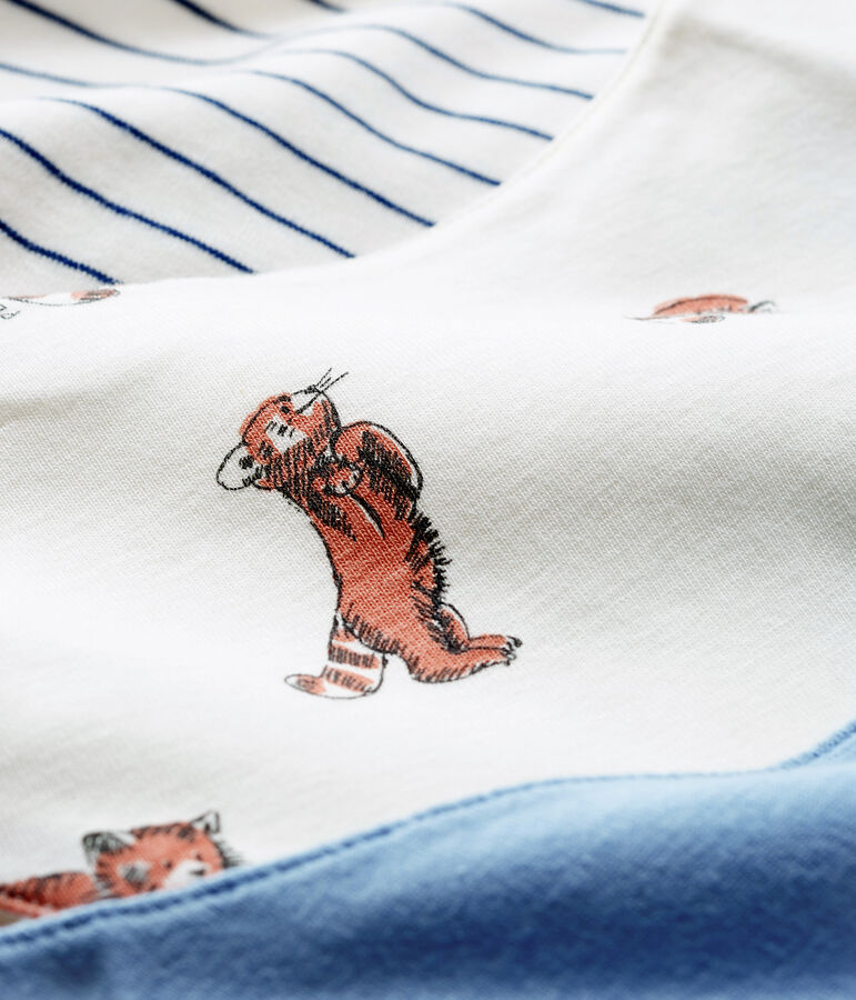 Trio di bavaglini per beb&eacute; maschio a costine multicolore