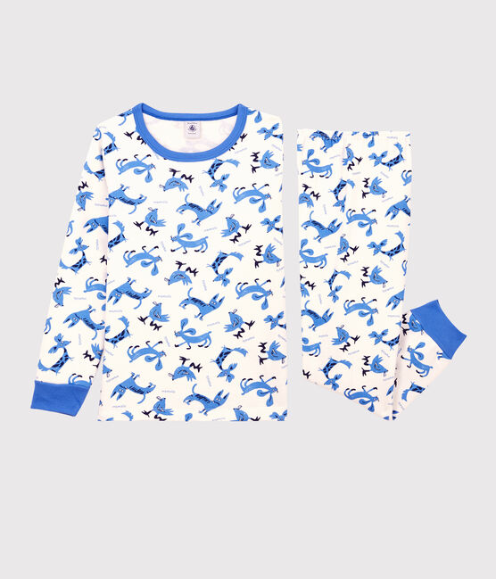Pigiama bambino fantasia animali in cotone bianco MARSHMALLOW/bianco MULTICO
