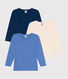 Set di 3 T-shirt a maniche lunghe in cotone tinta unita bambino