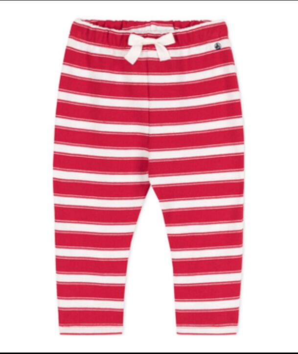 Pantaloni beb&egrave; in jersey spesso a righe rosso/bianco