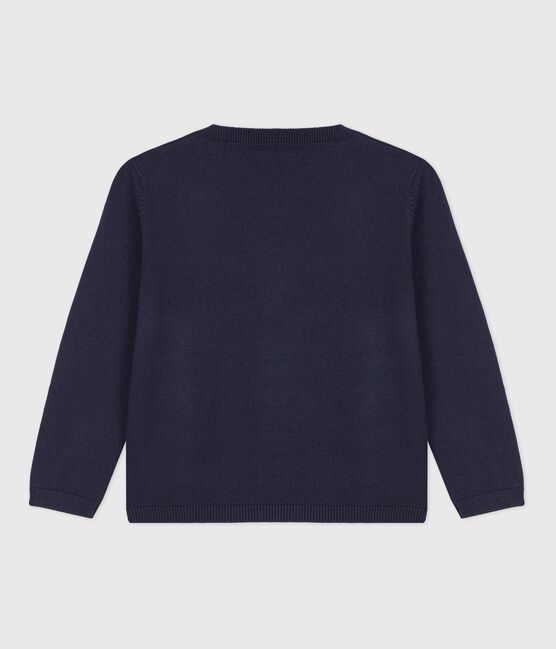 Cardigan bambino in lana e cotone blu SMOKING