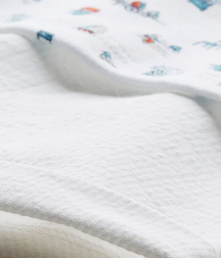 Tutina corta per beb&eacute; maschio doppio tessuto bianco/multicolore