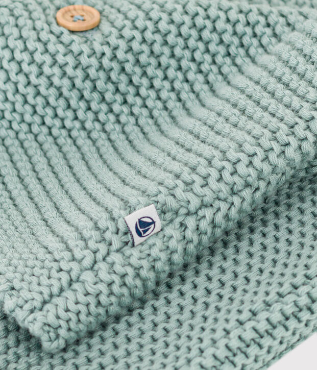 Cardigan in tricot a punto legaccio per beb&egrave; verde