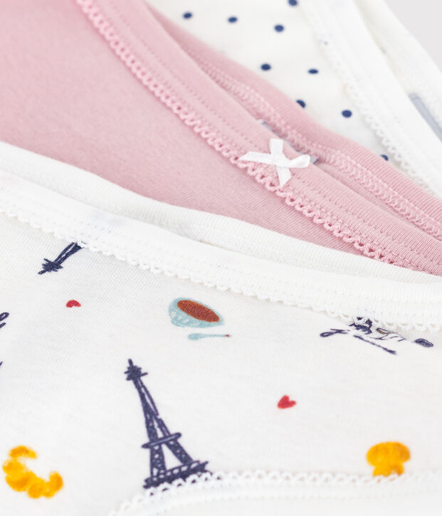 Set di slip a vita alta in cotone con stampa Parigi bambina multicolore