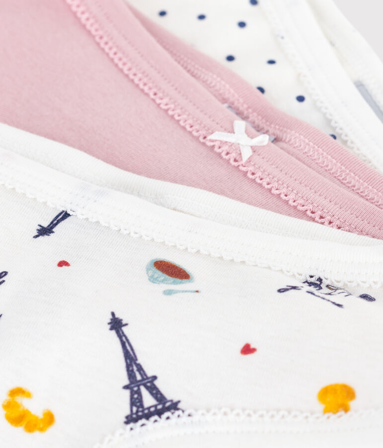Set di slip a vita alta in cotone con stampa Parigi bambina multicolore