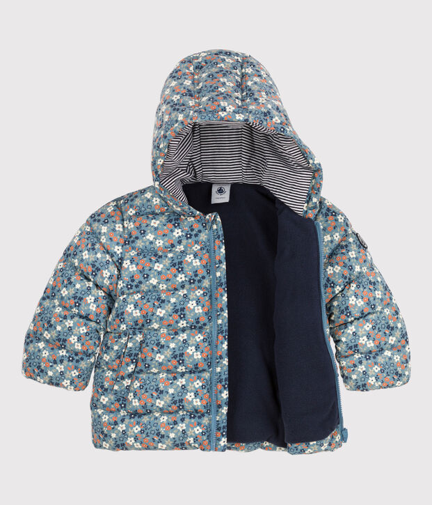 Piumino riciclato e stampato per neonato blu/multicolore