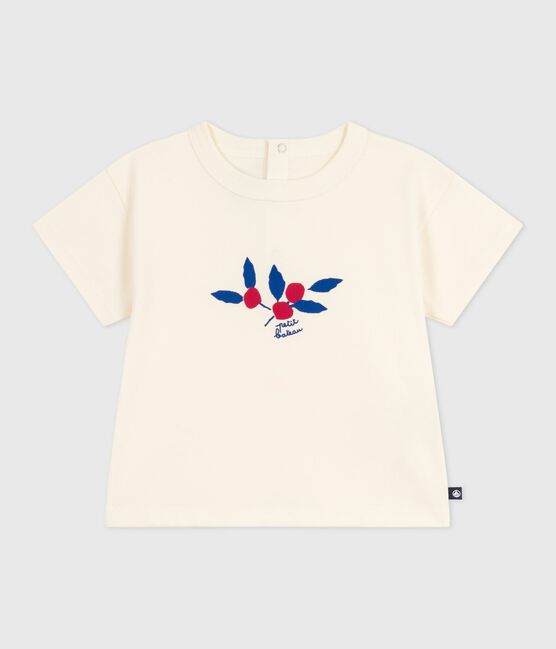 T-shirt a maniche lunghe in cotone con cuore stampato neonata MILK/ MULTICO