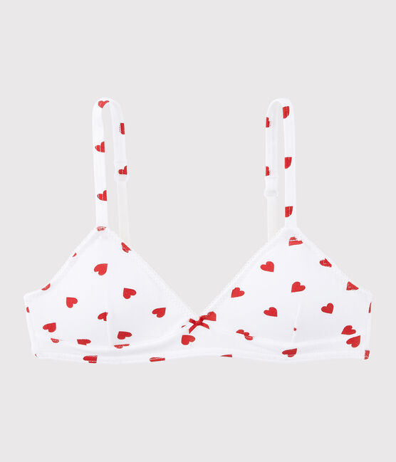 Reggiseno imbottito cuore rosso ragazza in cotone biologico e elastan bianco MARSHMALLOW/rosso PEPS