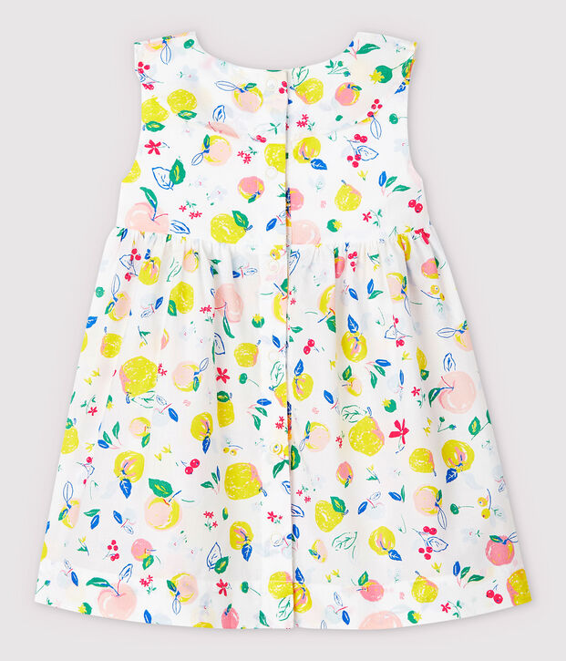 Abito a manica corta in popeline beb&egrave; femmina bianco/multicolore