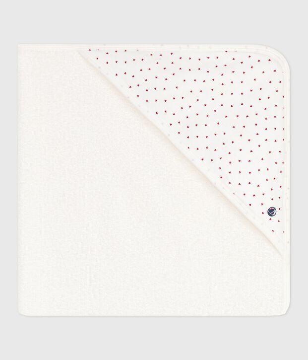 Asciugamano quadrato da bagno in cotone neonato bianco/rosso