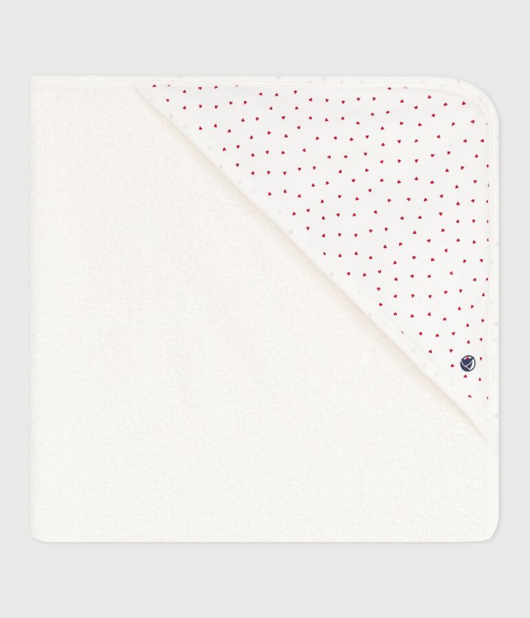 Asciugamano quadrato da bagno in cotone neonato bianco/rosso