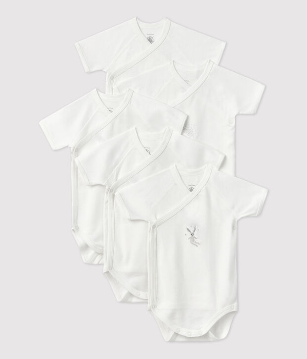 Confezione da 5 body beb&egrave; in cotone biologico multicolore