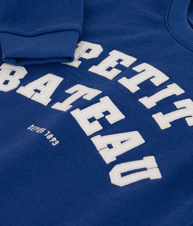 Felpa in cotone bambino blu/ecru