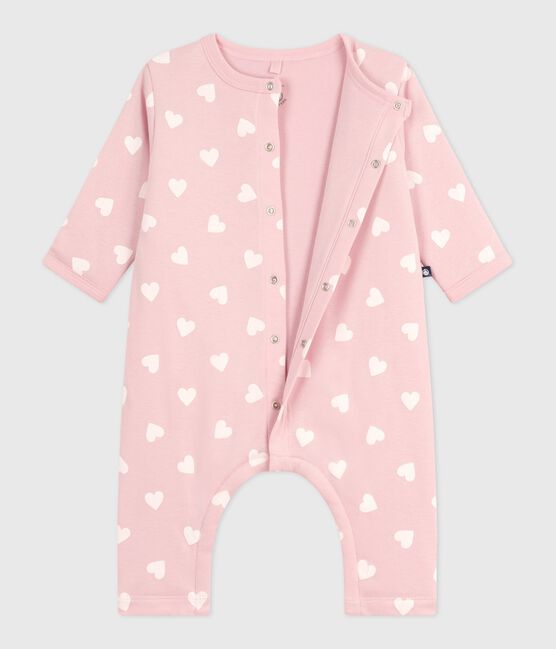 Tutina imbottita in cotone con stampa a cuori neonata rosa JOLI/ MILK