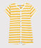 Tutina corta a righe bebè in cotone giallo OCRE/bianco MARSHMALLOW
