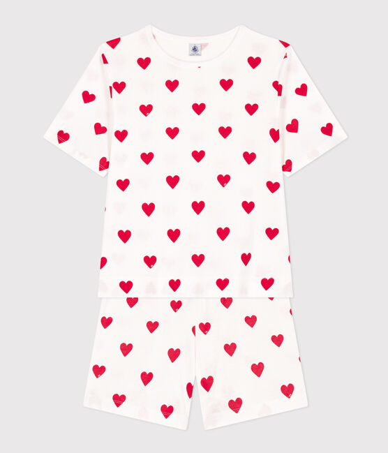 Pigiama donna corto in cotone bianco MARSHMALLOW/rosso TERKUIT