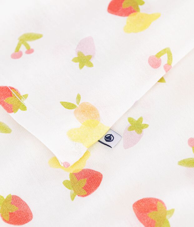 Camicia da notte in cotone con frutti stampati bambina bianco/multicolore