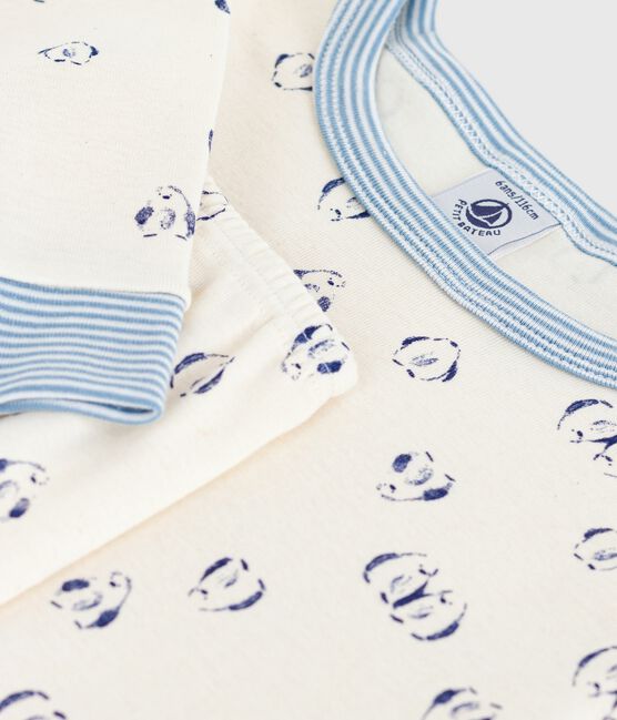 Pigiama con gamba molto aderente in cotone con stampa bambino blu MILK/ SOIR