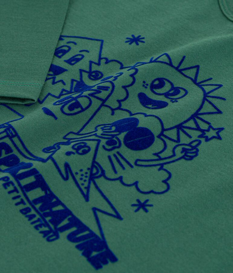 T-shirt a maniche lunghe in cotone con stampa bambina verde