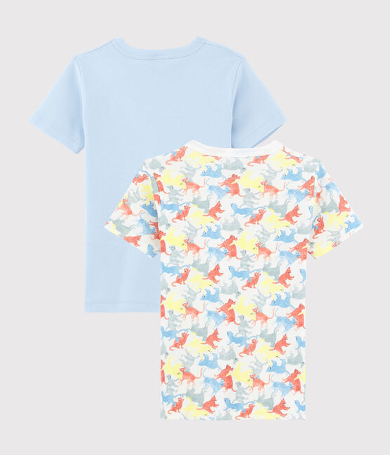 Cofezione da 2 t-shirt maniche corte fantasia gatti bambino in cotone biologico variante 1