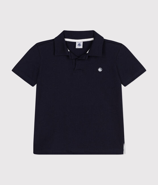 Polo a maniche corte in cotone bambino blu SMOKING