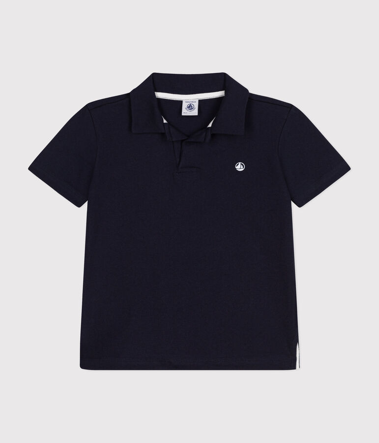 Polo a maniche corte in cotone bambino blu