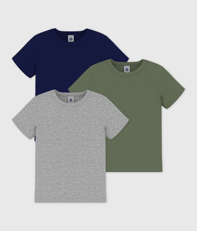 Set di T-shirt a maniche corte in cotone tinta unita bambino multicolore