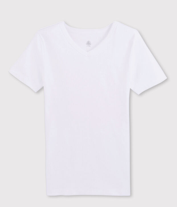T-shirt maniche corte scollo a V Uomo bianco