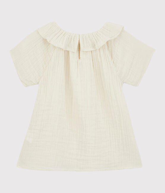 Blusa in garza di cotone bio bambina bianco MARSHMALLOW