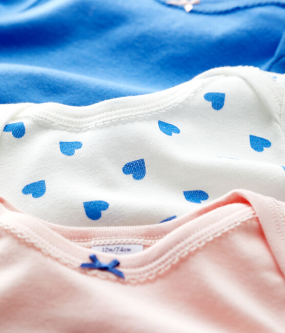 Confezione da 3 body con cuori blu a manica lunga variante 1