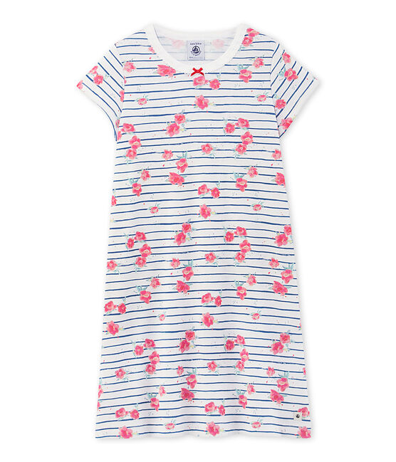 Camicia da notte per bambina stampata bianco ECUME/blu MAJOR/ MULTICO