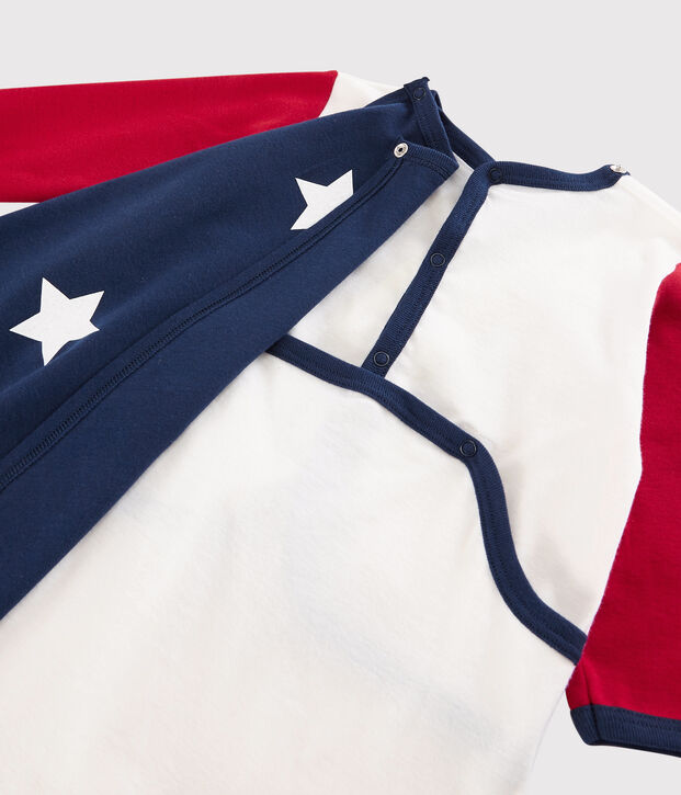 Tutina pigiama maschera super-beb&egrave; in cotone rosso/bianco